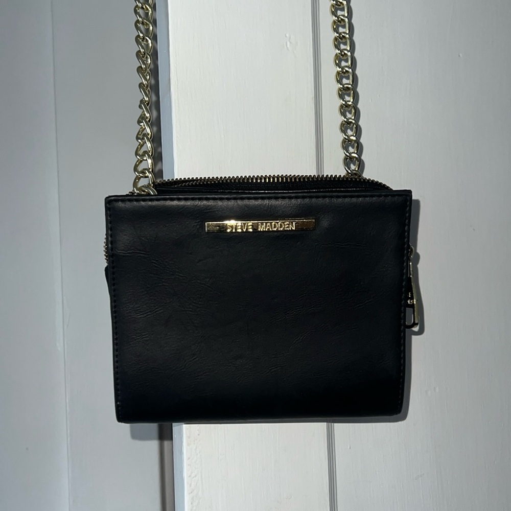 Steve Madden Black Faux Leather Crossbody Bag